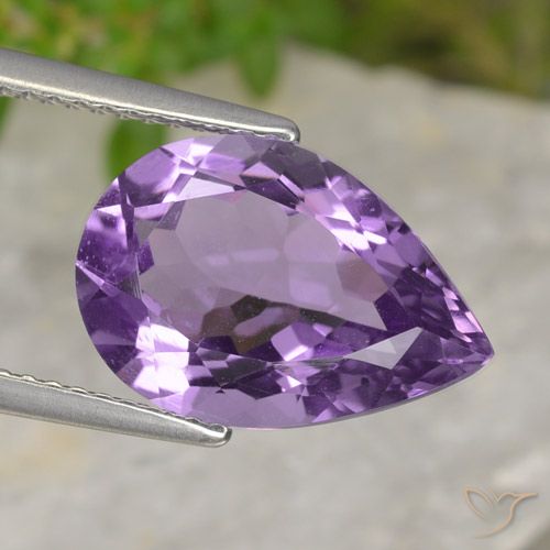 4.23ct Natural Medium Violet Amethyst, Pear Shape, VVS