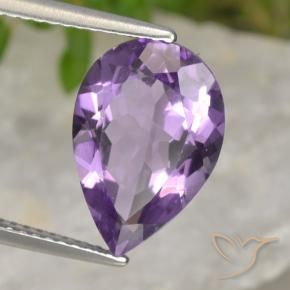 4.23 ct Violet Amethyst Stone, Natural Amethyst in Pear Facet Shape for Sale