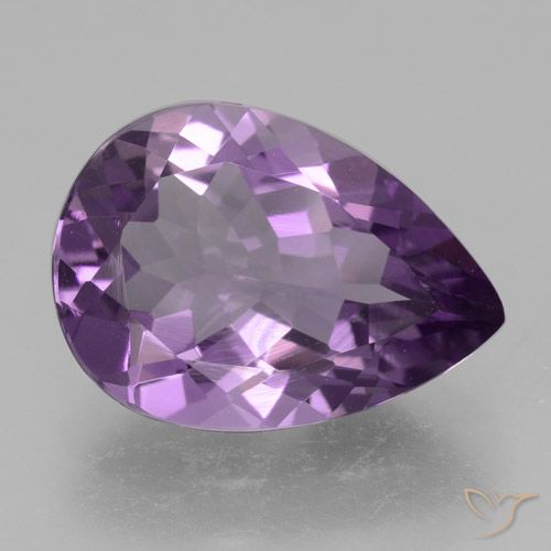 4.09ct Natural Medium Violet Amethyst, Pear Shape, VVS