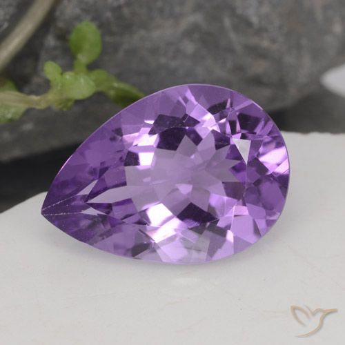 4.51ct Natural Medium Violet Amethyst, Pear Shape, VVS