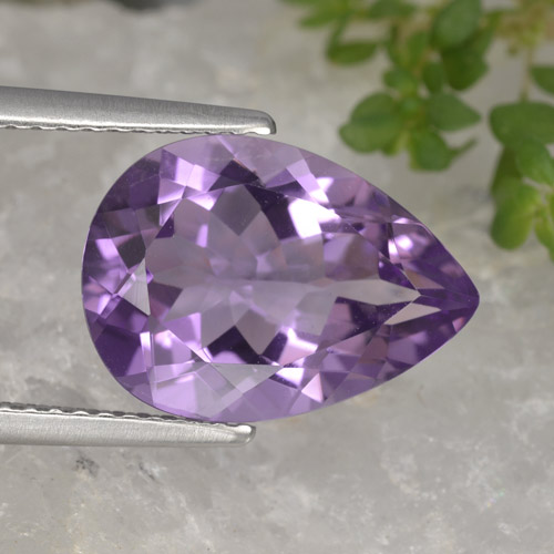 Medium-Light Purplish Violet Amethyst Edelstein - 4.4ct Birnen Schliff (ID: 463496)