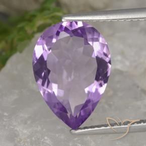 4.25 ct Violet Amethyst Stone, Natural Amethyst in Pear Facet Shape for Sale
