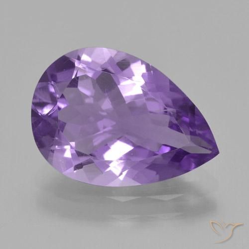 3.57ct Natural Medium Violet Amethyst, Pear Shape, VS
