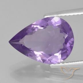 3.53 ct Violet Amethyst Stone, Natural Amethyst in Pear Facet Shape for Sale