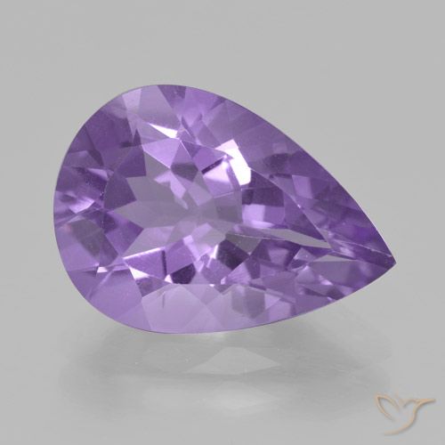 3.88ct Natural Medium Violet Amethyst, Pear Shape, VVS