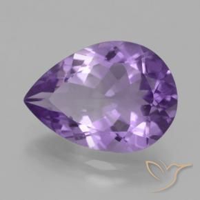 4.34 ct Violet Amethyst Stone, Natural Amethyst in Pear Facet Shape for Sale