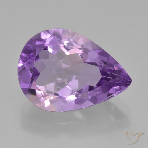 4.36ct Natural Medium Violet Amethyst, Pear Shape, VVS-VS