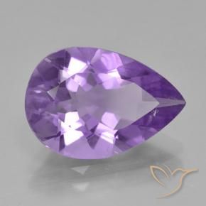 3.91 ct Violet Amethyst Stone, Natural Amethyst in Pear Facet Shape for Sale