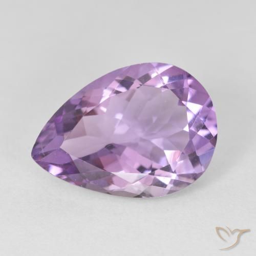 4.24 ct Violet Amethyst Stone, Natural Amethyst in Pear Facet Shape for Sale