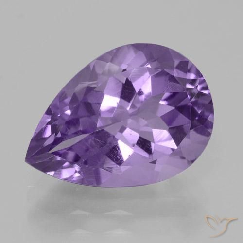 4.70ct Natural Medium Violet Amethyst, Pear Shape, VVS