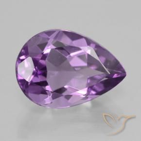 4.61 ct Violet Amethyst Stone, Natural Amethyst in Pear Facet Shape for Sale