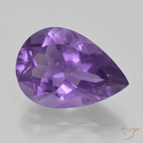 4.38ct Natural Medium Violet Amethyst, Pear Shape, VS