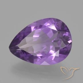 4.59 ct Violet Amethyst Stone, Natural Amethyst in Pear Facet Shape for Sale