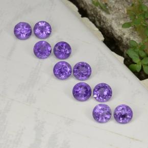 1.55 ctw Violet Amethyst Stones, Natural Amethyst in Round Facet Shape for Sale