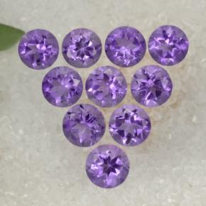 1.67 ctw Violet Amethyst Stones, Natural Amethyst in Round Facet Shape for Sale