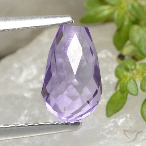 1.42ct Natural Light Violet Amethyst, Briolette, VVS-VS