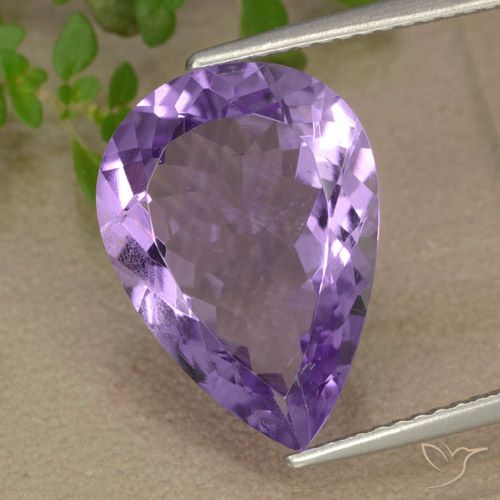 6.41 ct Pear Cut Amethyst, 16.1 x 11.6 mm From Brazil, Photo A