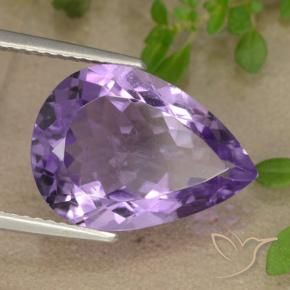 6.41 ct Violet Amethyst Stone, Natural Amethyst in Pear Facet Shape for Sale