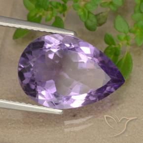 5.04 ct Violet Amethyst Stone, Natural Amethyst in Pear Facet Shape for Sale