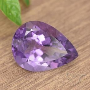 7.19 ct Violet Amethyst Stone, Natural Amethyst in Pear Facet Shape for Sale