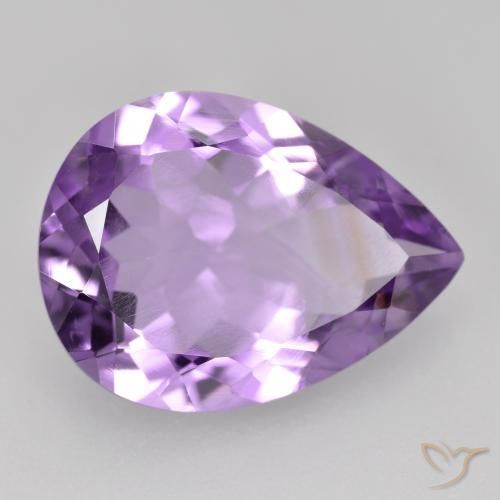6.47 ct Violet Amethyst Stone, Natural Amethyst in Pear Facet Shape for Sale