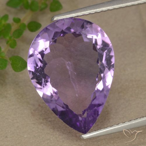 5.84ct Natural Medium-Light Purplish Violet Amethyst, Pear Shape, VS