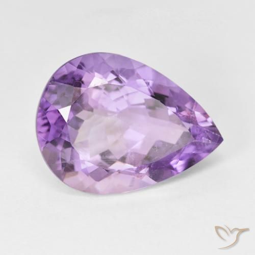 7.66 ct Violet Amethyst Stone, Natural Amethyst in Pear Facet Shape for Sale