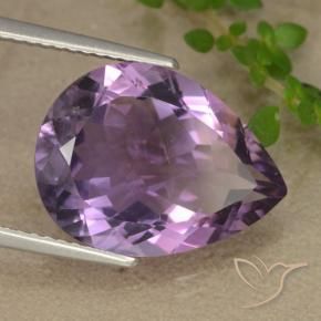6.78 ct Violet Amethyst Stone, Natural Amethyst in Pear Facet Shape for Sale