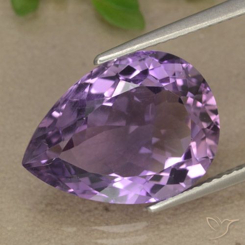 16.1 x 11.9mm Pear Facet Violet Amethyst from Brazil, Weight of 7.62ct, Natural untreated Gemstone in VS Clarity, 1pc Amethyst - Color: Medium Purplish Violet, Mohs Hardness of 7 suitable for daily wear jewelry, February Birthstone, Photo A
