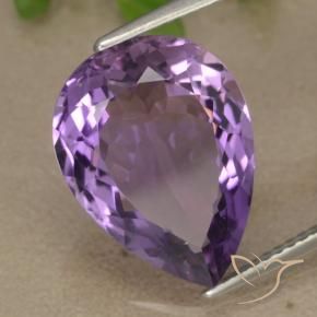 7.62 ct Violet Amethyst Stone, Natural Amethyst in Pear Facet Shape for Sale