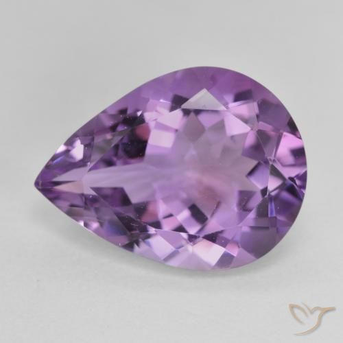 6.68ct Natural Medium Light Purplish-Violet Amethyst, Pear Shape, VVS-VS