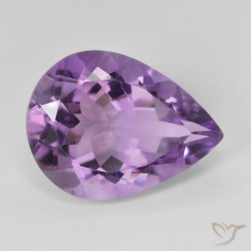 6.68 ct Violet Amethyst Stone, Natural Amethyst in Pear Facet Shape for Sale