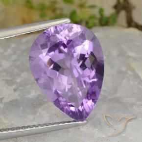 7.21 ct Violet Amethyst Stone, Natural Amethyst in Pear Facet Shape for Sale