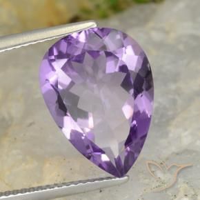 6.37 ct Violet Amethyst Stone, Natural Amethyst in Pear Facet Shape for Sale