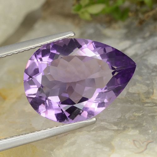 5.78ct Natural Eggplant Violet Amethyst, Pear Shape, VVS-VS