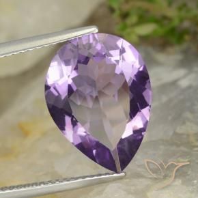 5.78 ct Violet Amethyst Stone, Natural Amethyst in Pear Facet Shape for Sale