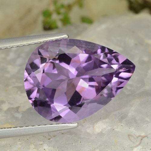 7.03 ct Pear Cut Amethyst, 16 x 12 mm From Brazil, Photo A