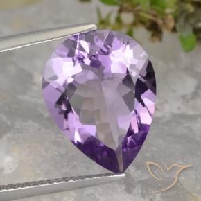 6.54 ct Violet Amethyst Stone, Natural Amethyst in Pear Facet Shape for Sale