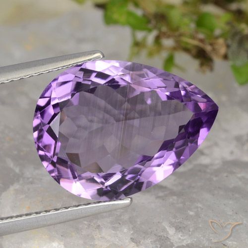 7.48ct Natural Medium-Light Purplish Violet Amethyst, Pear Shape, VVS-VS