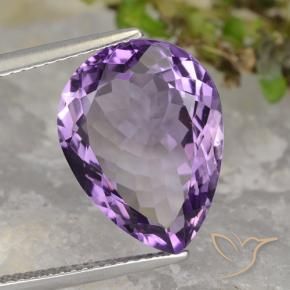 7.48 ct Violet Amethyst Stone, Natural Amethyst in Pear Facet Shape for Sale