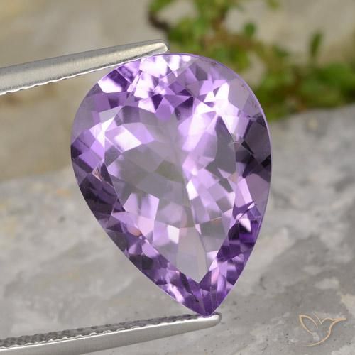 7.09 ct Violet Amethyst Stone, Natural Amethyst in Pear Facet Shape for Sale