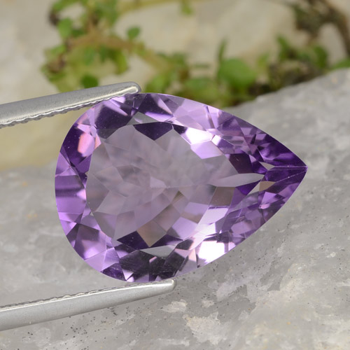 Purplish Violet Amethyst Gem - 6ct Pear Facet (ID: 475572)