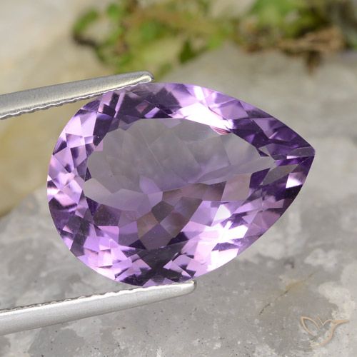 6.94ct Natural Medium-Light Purplish Violet Amethyst, Pear Shape, VVS-VS