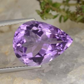 Medium-Light Purplish Violet Amethyst Edelstein - 7.7ct Birnen Schliff (ID: 475577)