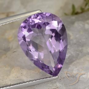 6.77 ct Violet Amethyst Stone, Natural Amethyst in Pear Facet Shape for Sale