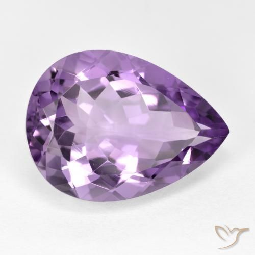 7.32ct Natural Medium-Light Purplish Violet Amethyst, Pear Shape, VVS-VS