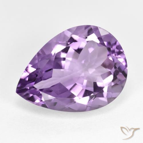 7.32 ct Violet Amethyst Stone, Natural Amethyst in Pear Facet Shape for Sale