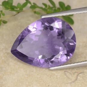 6.32 ct Violet Amethyst Stone, Natural Amethyst in Pear Facet Shape for Sale