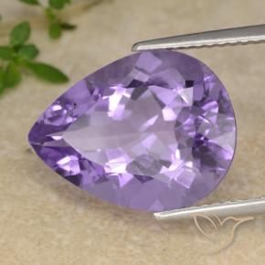 7.18 ct Violet Amethyst Stone, Natural Amethyst in Pear Facet Shape for Sale