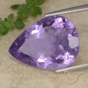 6.51 ct Violet Amethyst Stone, Natural Amethyst in Pear Facet Shape for Sale